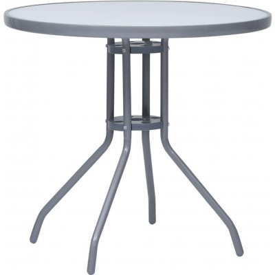 OMAXI 108628 Zahradní stůl světle šedý 80 cm ocel a sklo – Hledejceny.cz