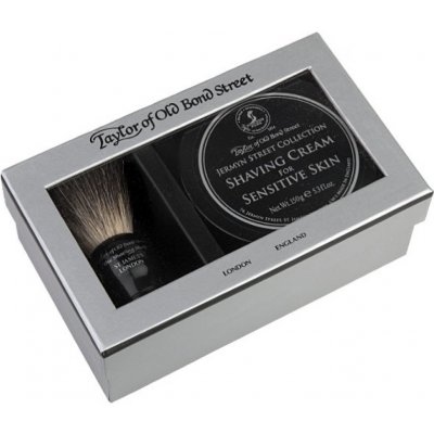 Taylor of Old Bond Street Jermyn Street sada na holení 00208 štětka na holení Pure badger + krém na holení 150 g – Hledejceny.cz