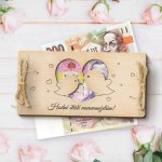 Dřevia Dárková obálka na peníze - Svatební hrdličky - Hodně štěstí novomanželům! – Zboží Živě