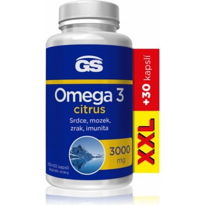 GS Omega 3 Citrus 3000 mg kapsle pro normální činnost srdce a mozku příchuť Citrus 180 kapslí – Hledejceny.cz