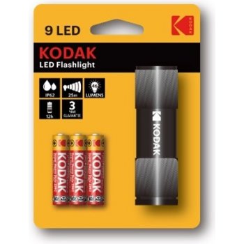 Kodak (9) Flashlight Black + 3x AAA Extra Heavy Duty