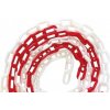 Výstražná páska a řetěz ProfiGaráž plastový řetěz 8 mm x 25 m bílo-červený