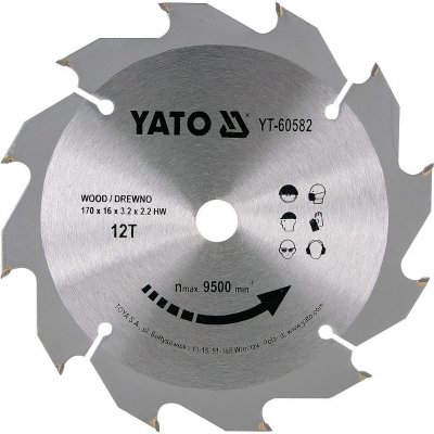 YATO Kotouč na dřevo 170 x 16 mm 12z – Zboží Dáma