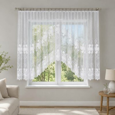 Dekorační oblouková krátká záclona na žabky JOWITA 150 bílá 400x150 cm MyBestHome – Hledejceny.cz