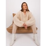 RUE PARIS volný pletený svetr s výstřihem do v lc sw 3020.10p light beige – Zboží Mobilmania