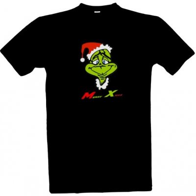 Tričko s potiskem Merry Xmas Grinch pánské Černá