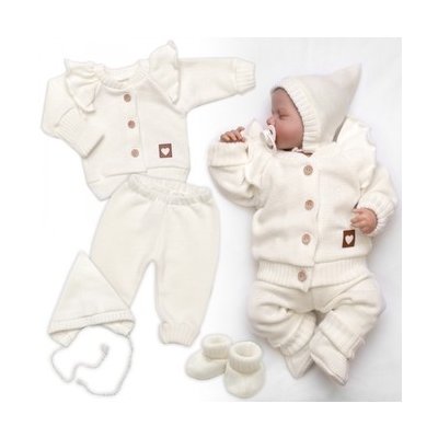 Rostoucí pletená sada 4D Girl s volánkem Love, smetanová – Zboží Dáma