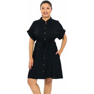 Himalife Košilové šaty Plain Kyra černá – Sleviste.cz