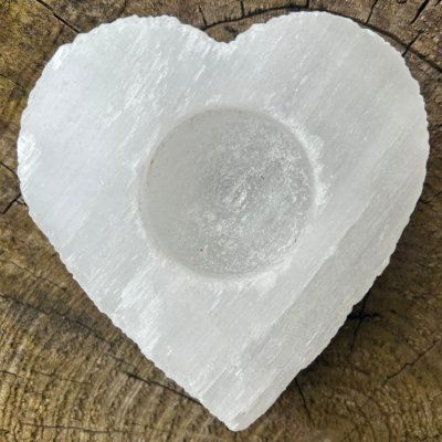 Svícen Selenit srdce na čajovou svíčku – Zboží Mobilmania