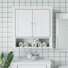 Koupelnový nábytek Nábytek XL Nástěnná koupelnová skříňka BERG bílá 69,5x27x71,5 cm borovice