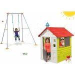 Smoby set domeček Nature se zasouvací okenicí a houpačka Portique s kovovou konstrukcí 810704-12 – Zboží Dáma