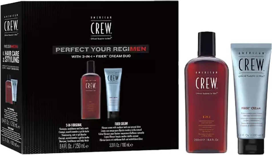 American Crew Perfect Your Regimen Set Šampon 3 v1 250 ml + fiber krém 100 ml