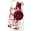 Pouzdro a kryt na mobilní telefon Apple Pouzdro 1Mcz Liquid Hexagon Sparkle ochranné s přesýpacím efektem třpytek Apple iPhone 13 červené