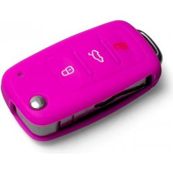 Klíčenka Ochranné silikonové pouzdro na klíč pro VW/Seat/Škoda s vystřelovacím klíčem růžová