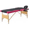 Masážní stůl a židle zahrada-XL Skládací masážní stůl 3 zóny dřevěný černý a růžový