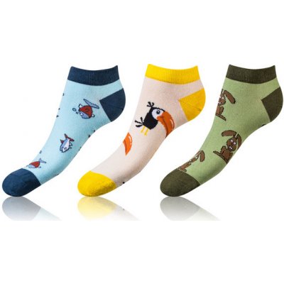 Bellinda Zábavné nízké crazy ponožky v setu 3 páry CRAZY IN-SHOE SOCKS 3x hnědá – Zboží Mobilmania