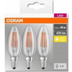 Osram sada 3x LED filamentová žárovka E14, Candle, 4W, 470lm, 2700K, teplá bílá – Zboží Živě