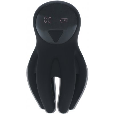 LEVELZ Digital Vibrating Silicone Penis Head Stimulator with Tentacles Black silikonový stimulátor penisu – Zboží Mobilmania