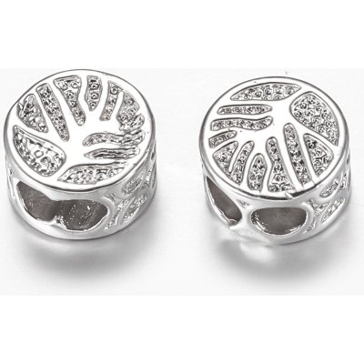 Mosazný korálek s kubickými zirkony - strom života - 8 x 5 mm - 1 ks – Sleviste.cz