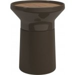 Gloster Keramický odkládací stolek Coso, kulatý 40x48,5 cm, glazovaná keramika, Iron, deska teak – Hledejceny.cz