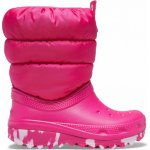 Crocs CLASSIC NEO PUFF BOOT K dětské Zimní boty 207684 6X0 Růžový – Zboží Mobilmania