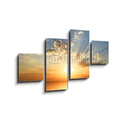Obraz 4D čtyřdílný - 100 x 60 cm - sunset at coast of the sea západ slunce na pobřeží moře – Hledejceny.cz