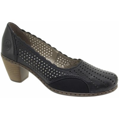 RIEKER Dámské černé kožené lodičky 40952-00-245 – Zbozi.Blesk.cz