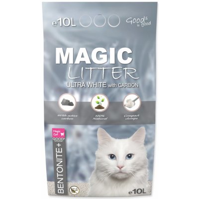 Magic Cat Magic Pearls MAGIC LITTER Bentonite Ultra White with Carbon 10 l – Zboží Dáma