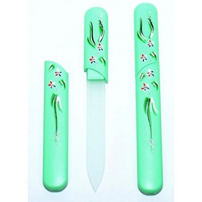 Bohemia Crystal Skleněný pilník s krytkou Tyrkys ručně malovaný s krystaly Swarovski – Zboží Dáma