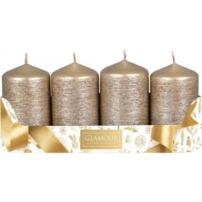 Sada adventních svíček TAURUS metalická měděná škrab. efekt 5 x 9 cm, 4 ks – Hledejceny.cz