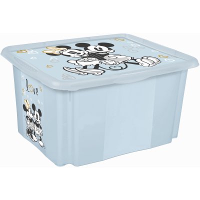 OKT Plastový box Mickey 30 l 45 x 35 x 27 cm světle modrý s víkem – Zboží Mobilmania