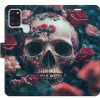 Pouzdro a kryt na mobilní telefon Pouzdro iSaprio Flip s kapsičkami na karty - Skull in Roses 02 Samsung Galaxy A21s