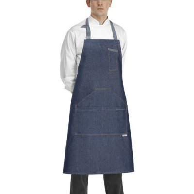 EGOchef Kuchařská zástěra ke krku s kapsami jeans E-6117070F – Hledejceny.cz