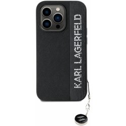 Karl lagerfeld PU Saffiano Rhinestone Charm pro iPhone 14 Pro Max Black KLHCP14XPSAKDGCK