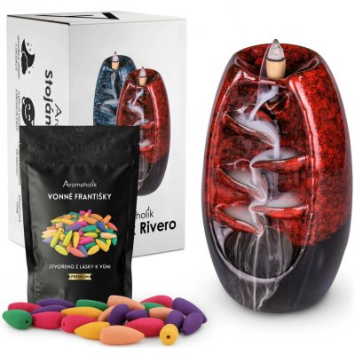 Aromatický krb Rivero backflow červený + 60 vonných kadidel Aromaholik – Sleviste.cz