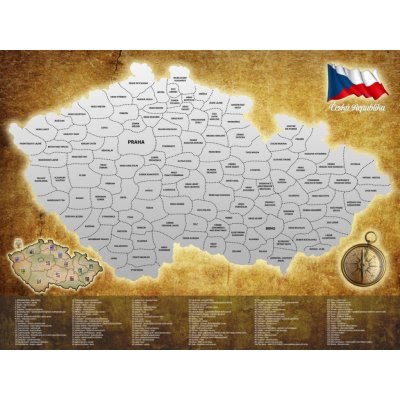 Alum Stírací mapa Česka stříbrná – Zboží Mobilmania