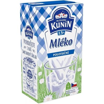 Kunín Trvanlivé polotučné mléko 1,5% 1 l – Zboží Dáma