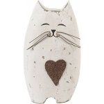 Clayre & Eef Bílá antik dřevěná dekorace kočička se srdíčkem Rustic Cat L - 8*6*14 cm – Hledejceny.cz
