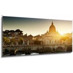 Obraz 1D panorama - 120 x 50 cm - view on Tiber and St Peter Basilica pohled na Tiber a baziliku svatého Petra