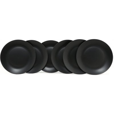 Hermia Matně černé keramické talíře v sadě 6 ks 25 cm