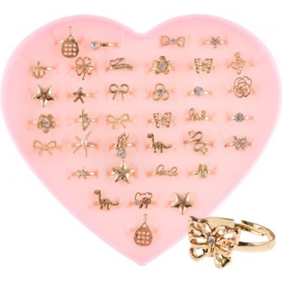 Prstýnek Mix motivů zlatý s bílými kamínky – Sleviste.cz