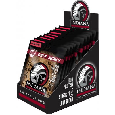 Indiana Jerky Hovězí sušené maso Hot & Sweet 10 ks 250 g – Zboží Mobilmania