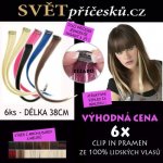 Sada 6ks clip in pramenů - délka 38cm - pravé vlasy 2 - tmavě hnědá – Zbozi.Blesk.cz