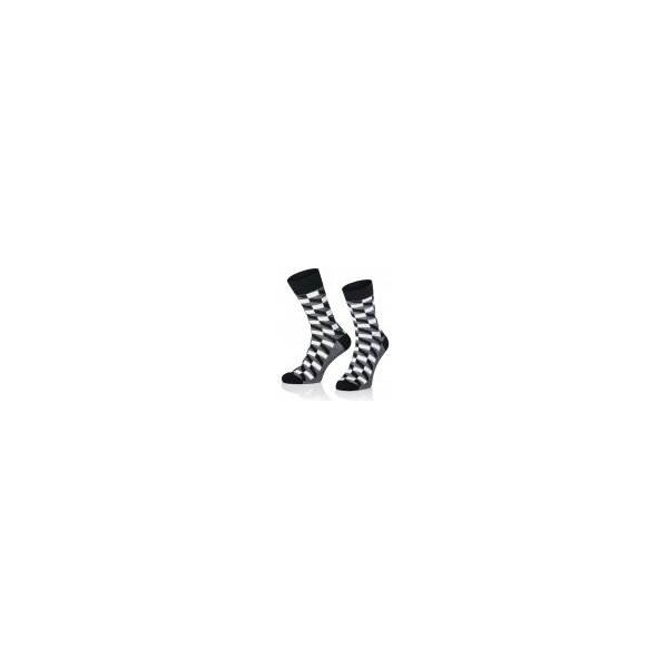  Intenso vysoké elegantní ponožky Obdélníky šedo černé