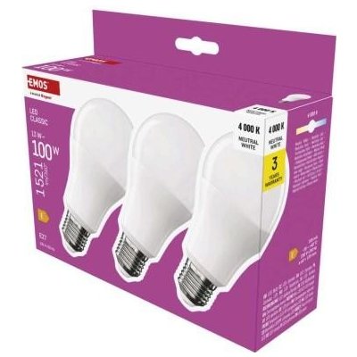 EMOS LED žárovka Classic A60 E27 13 W 100 W 1521 lm neutrální bílá ZQ5E63.3 – Hledejceny.cz