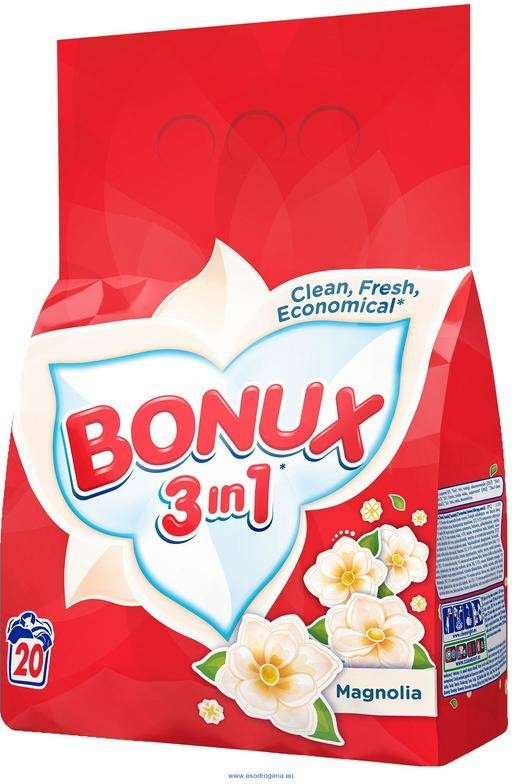 Bonux 3in1 Magnolia prací prášek 1,5 kg 20 PD od 84 Kč - Heureka.cz