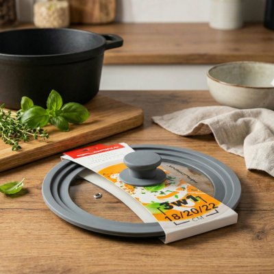 Florina univerzální skleněná poklice na hrnce a pánve 3v1 18 20 a silikon 22cm – Zbozi.Blesk.cz
