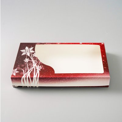 Cake star vánoční krabice "vločka" červená velká s laminací 36x22x5cm – Zboží Dáma