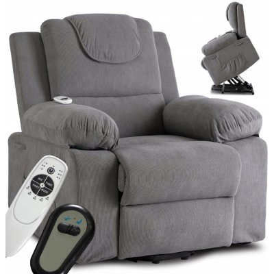 JAKS Masážní křeslo šedé manšestr Fenix – Zboží Dáma