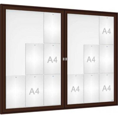 PROCITY Venkovní elegantní vitrína Tradition, 18 x A4 dvoukřídlá, hnědá | Zboží Auto